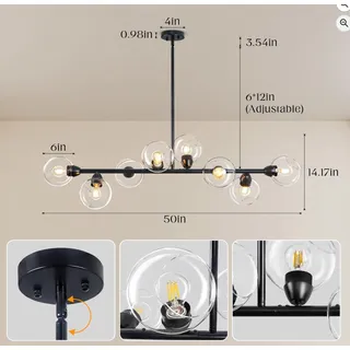 Photo of Linear Chandelier Modern Sputnik Chandeliers for Dining Room 50'' 8-Light 