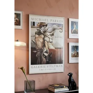 Photo of Michael Parkes Stalking 1988 Steltman Poster Framed Lithograph Vintage Art 24x35