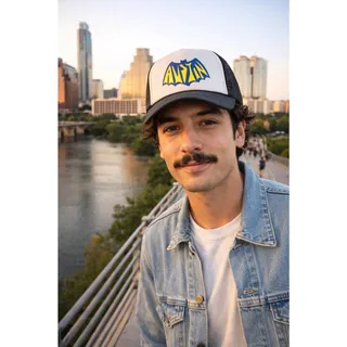 Photo of Austin Texas Trucker Hat Snapback Otto Foam Mesh Bat Logo Batman 1966 NEW