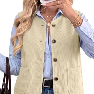 Photo of Vest Tops Button Up Fleece Lined Corduroy
