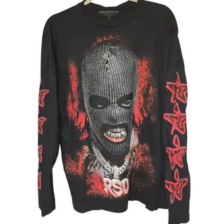 Photo of Rockstar Original Tyvion Mens M Black Red Masked Long Sleeve Shirt NWT NEW