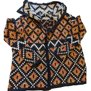Photo of Bass Cardigan Womens Small Southwestern Open Front Boho Geometric Fall Sweater