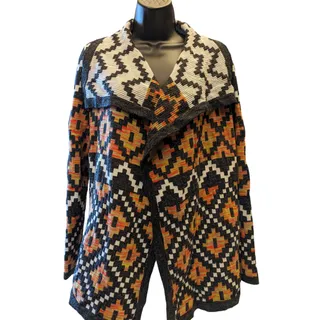 Photo of Bass Cardigan Womens Small Southwestern Open Front Boho Geometric Fall Sweater