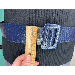 Photo of belt blue navy snakeskin pattern