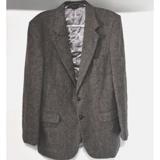 Photo of Vtg Joe Namath Signature 42L 100% Wool Sateen Tweed Sport Coat Blazer Brown Gray