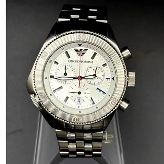 Photo of Emporio Armani AR0597 Sport Chronograph Silver Dial Men’s Watch 43mm