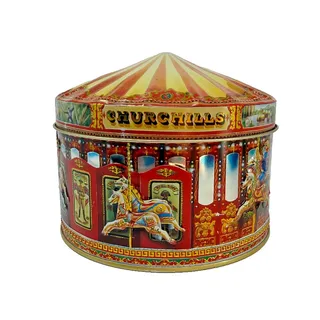Photo of Churchill's of London Vintage Carousel Tin Canister Round Candy Biscuit 90s