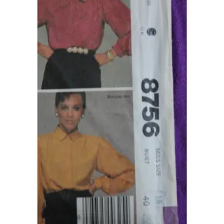 Photo of McCalls 8756 Sewing pattern blouse 1980s size 18