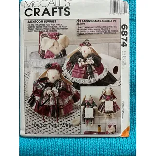 Photo of McCalls pattern 6874 country bunnies towel holder tissue box cover Tp cover