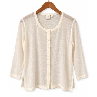 Photo of Jones New York Ivory Linen Look Sheer Cardigan Blouse EUC Size Small