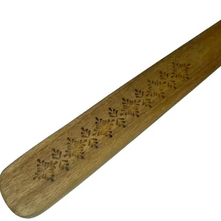 Photo of Handmade Wooden Cooking Spoon Floral Engraved Rustic Kitchen Utensil 14"