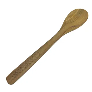 Photo of Handmade Wooden Cooking Spoon Floral Engraved Rustic Kitchen Utensil 14"