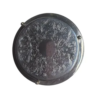 Photo of Vintage Embossed Filigree Silver Plated Coaster Set of Five + Holder Ornate Luxe