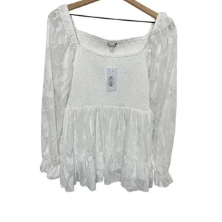 Photo of NWT BALTIC BORN Women's Med Ines Smocked Peplum Top White Fairy Romantic