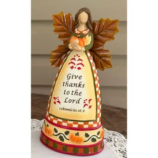 Photo of Faith at Home 2007 Harvest Angel Fall Basket & Doily 3Pc Thanksgiving Decor Set