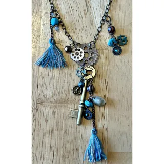 Photo of Women’s Antique Cooper/Bronze Pendant Necklace with Tassel, Misc. Charms NEW