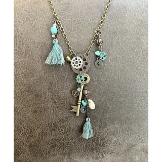 Photo of Women’s Antique Cooper/Bronze Pendant Necklace with Tassel, Misc. Charms NEW