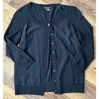 Photo of Etcetera Ladies Classic Black Button Up Knit Viscous Cardigan Size Medium EUC