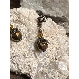 Photo of Vintage Look Bronze Cooper Color Steampunk Dangle Earrings Handmade NEW