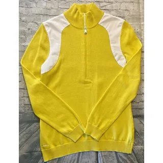 Photo of Ralph Lauren LRL Vintage Yellow White Sweater Women’s Size Large Mock Preppy EUC