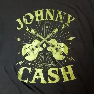 Photo of Johnny Cash Graphic Tee Mens 2XL Black Crossed Guitars Nashville Country Music