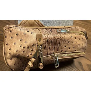 Photo of Tan Faux Leather Backpack Ostrich And Crocodile Texture