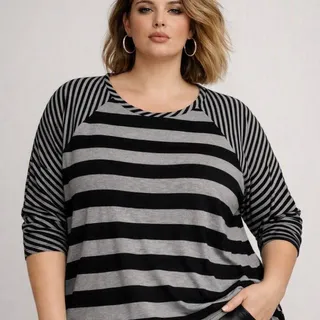 Photo of Faded glory plus size 1x Women's Striped Top