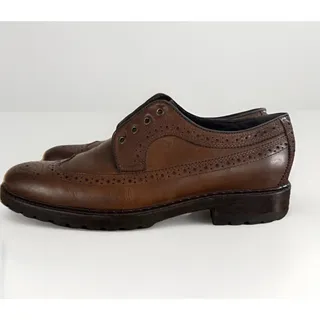Photo of Johnston & Murphy Mens 9.5M Wingtip Oxford Brown Leather Dress Shoes Brogue READ