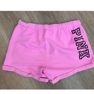 Photo of PINK Victoria's Secret Hot Pink Shorts Women's L Vertical Logo Back Y2K