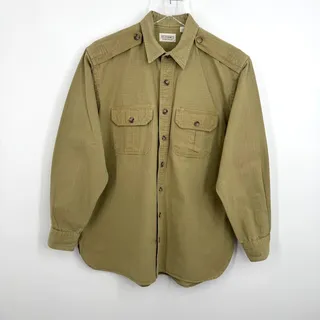 Photo of VTG The J. Peterman Co field shirt men's L ripstop utility button front USA made