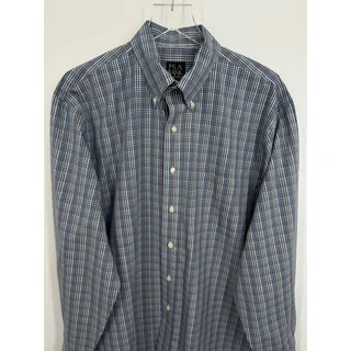 Photo of Jos. A. Bank shirt men's L traveler tailored check button down long sleeve blue