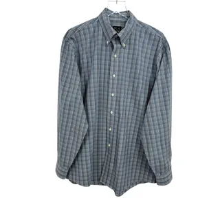 Photo of Jos. A. Bank shirt men's L traveler tailored check button down long sleeve blue