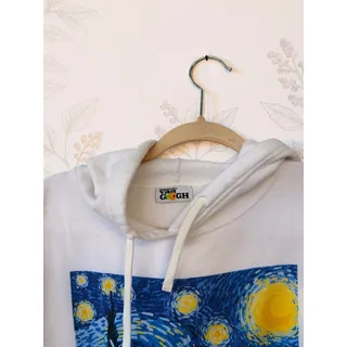 Photo of Immersive Van Gogh Tarry Night Starry Night Graphic Hoodie White Pullover
