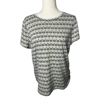 Photo of Studio B by Bobeau Women’s XL Cream Black Geometric Knit Short Sleeve Top