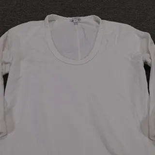Photo of James Perse Shirt Womens 2 White Longline Tunic 3/4 Sleeve Raglan Pocket Top