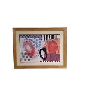 Photo of Framed Abstract Geometric Art Print Red Circles Black Ring
