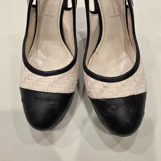 Photo of Casadai black and white sling back pumps sz 8.5