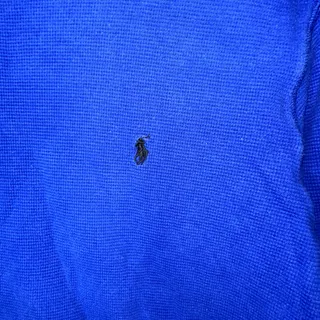 Photo of Polo Ralph Lauren Mens Size Small Blue Waffle Knit Black Pony Pajama Sleep Shirt