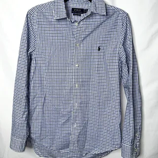 Photo of Polo Ralph Lauren Boys Size XL Blue White Check Long Sleeve Button Up Shirt
