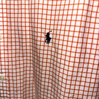 Photo of Ralph Lauren Mens Size XXL Slim Fit Orange White Check Long Sleeve Button up