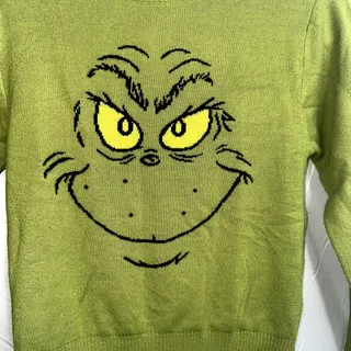 Photo of The Grinch Unisex Youth Size Small Green Dr Suesse Ugly Grinch Face Long Sleeve