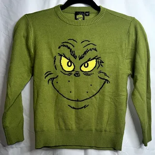 Photo of The Grinch Unisex Youth Size Small Green Dr Suesse Ugly Grinch Face Long Sleeve