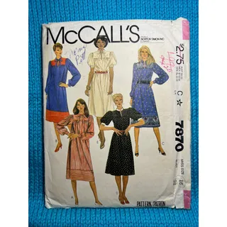 Photo of McCalls 7870 Sewing pattern Shift dress puff sleeve size 16