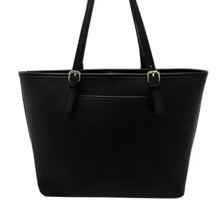 Photo of Valentino Orlandi Tote Bag Women Large Black Saffiano Faux Leather Gold Logo