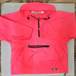 Photo of VTG 90s L.L. Bean Neon Hot Pink Packable Mountain Classic Anorak Jacket L