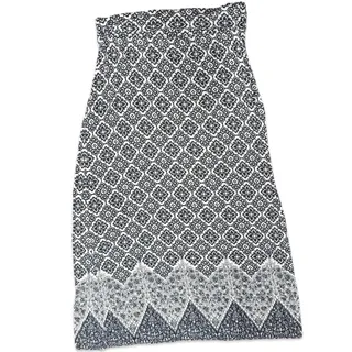 Photo of Max Studio Blue White Moroccan Greek Stretchy Jersey Foldover Midi Skirt size XL
