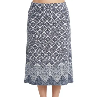 Photo of Max Studio Blue White Moroccan Greek Stretchy Jersey Foldover Midi Skirt size XL
