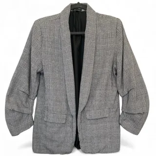 Photo of Shinestar Black and White Plaid Blazer w/Gathered Sleeves
