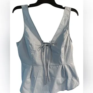 Photo of Self Esteem Sleeveless Tie Front Peplum‎ Tank Top. Size L