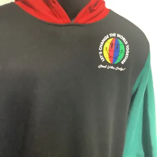 Photo of Brooklyn Cloth Colorblock Hoodie Sweatshirt Large Good Vibes Only Globe Black